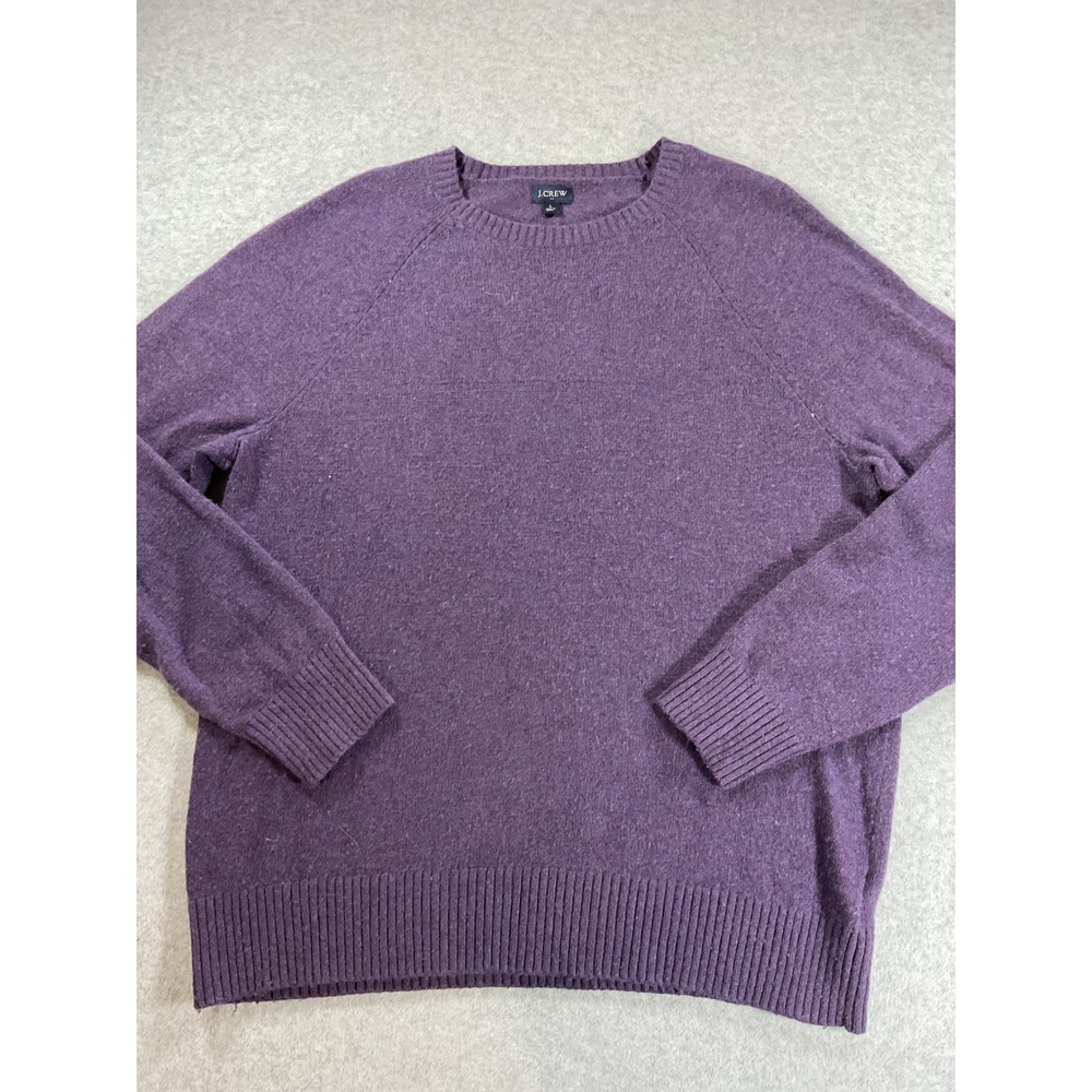 J.Crew Womens Purple Lambs Wool Blend Raglan Crewneck Sweater Size L 2109